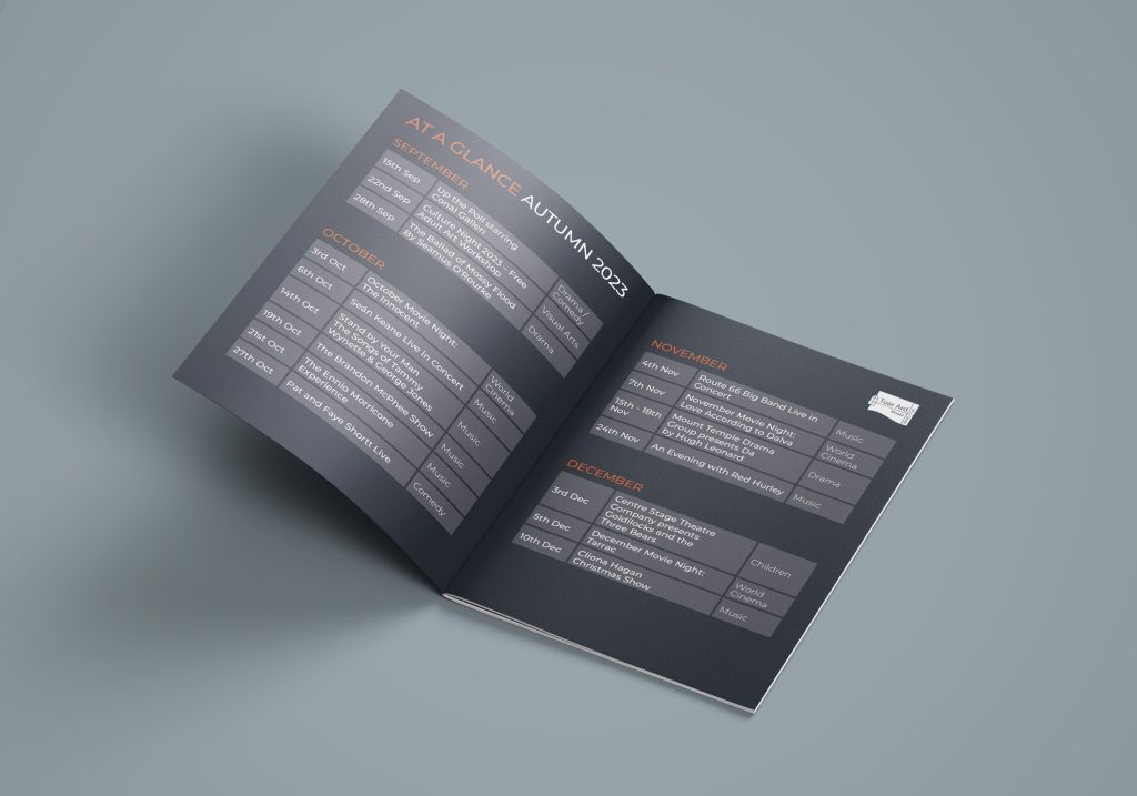 Arts Centre Programme Design and print
